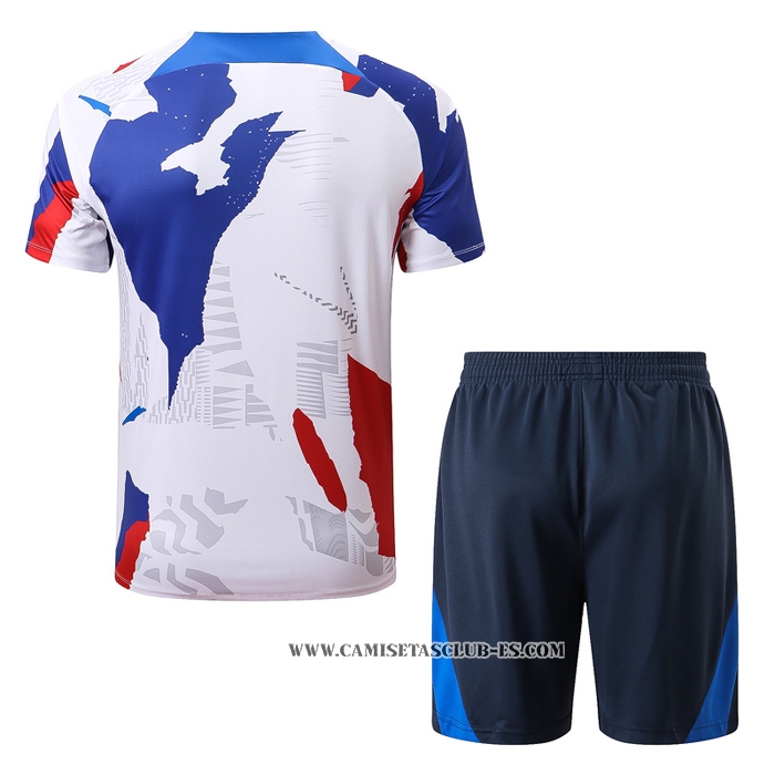 Chandal del Francia 22-23 Manga Corta Blanco Rojo - Pantalon Corto Azul